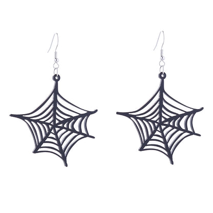1 Pair Retro Punk Pumpkin Bat Ghost Printing Arylic Drop Earrings