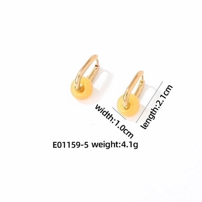 1 Pair Minimalist Oval Plating 304 Stainless Steel Gold Plated Earrings
