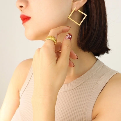 Fashion Square Plating 304 Stainless Steel No Inlaid 18K Gold Plated Earrings