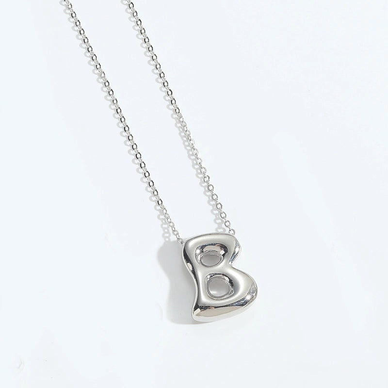 Copper White Gold Plated Letter Pendant Necklace