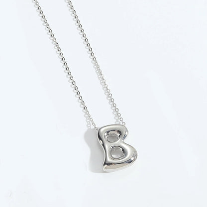Copper White Gold Plated Letter Pendant Necklace