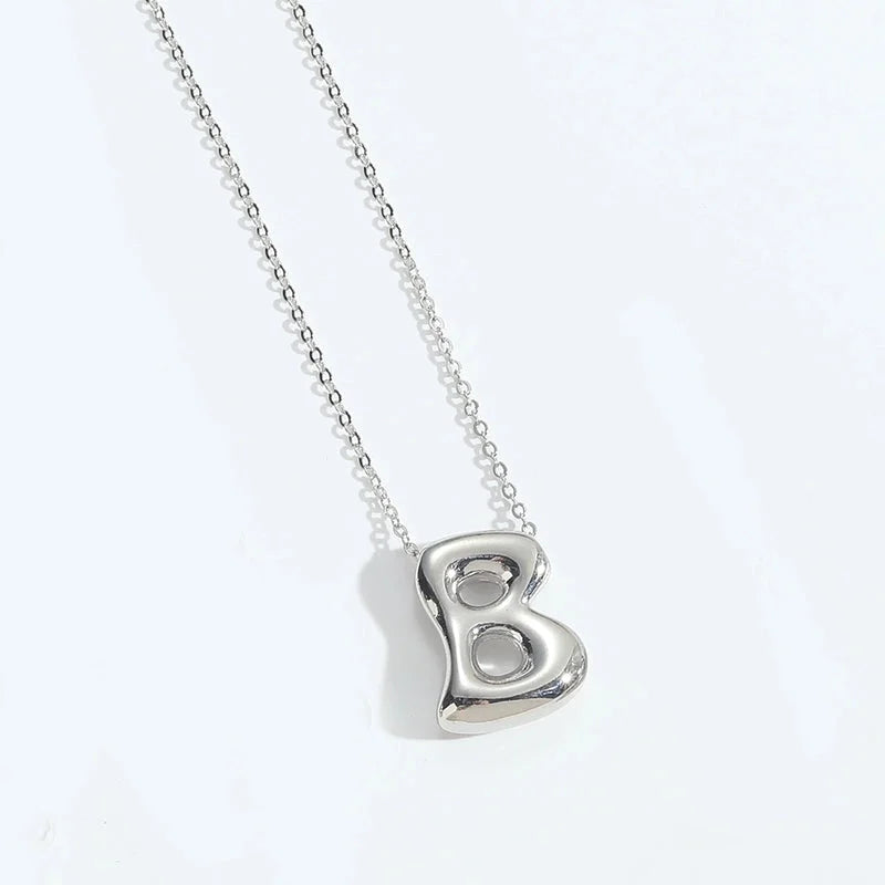 Copper White Gold Plated Letter Pendant Necklace