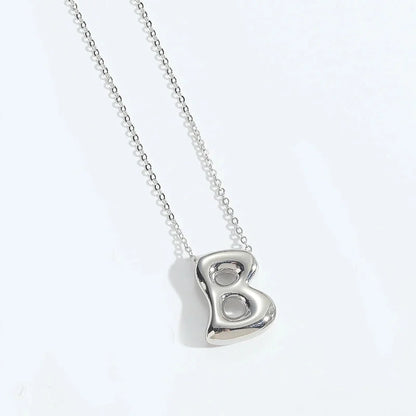 Copper White Gold Plated Letter Pendant Necklace