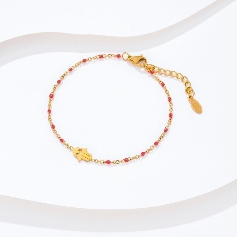 Fashion Devil's Eye Palm Stainless Steel Inlay Beads Bracelets