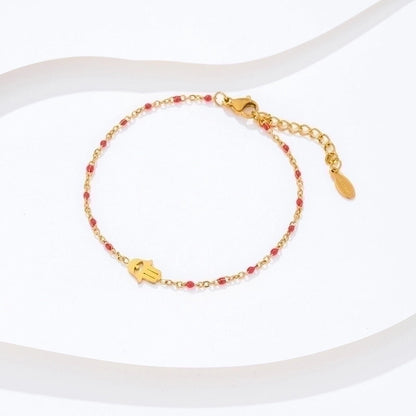 Fashion Devil's Eye Palm Stainless Steel Inlay Beads Bracelets