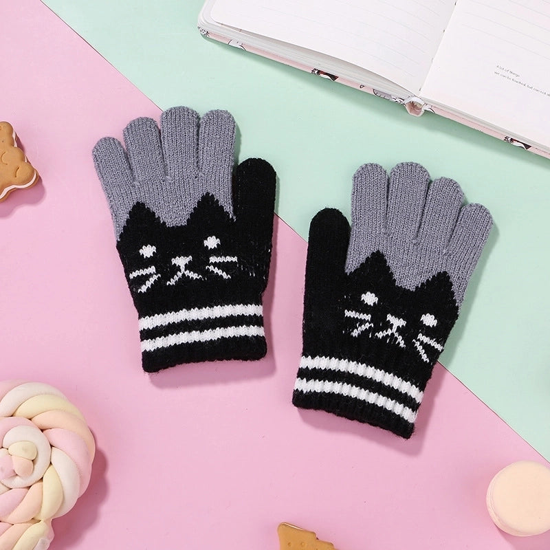 Children Unisex Cute Cat Elk Gloves