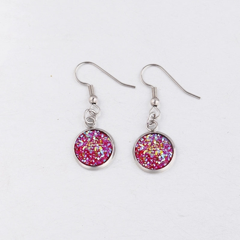 5 Pieces Minimalist Round Stainless Steel Resin Resin None Drop Earrings