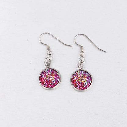 5 Pieces Minimalist Round Stainless Steel Resin Resin None Drop Earrings