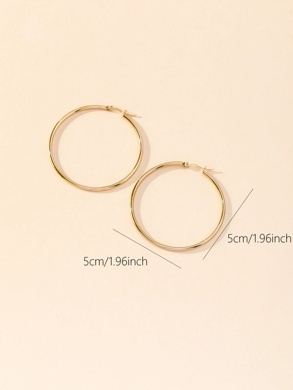 1 Pair Y2k Lady Artistic Solid Color Stainless Steel Hoop Earrings