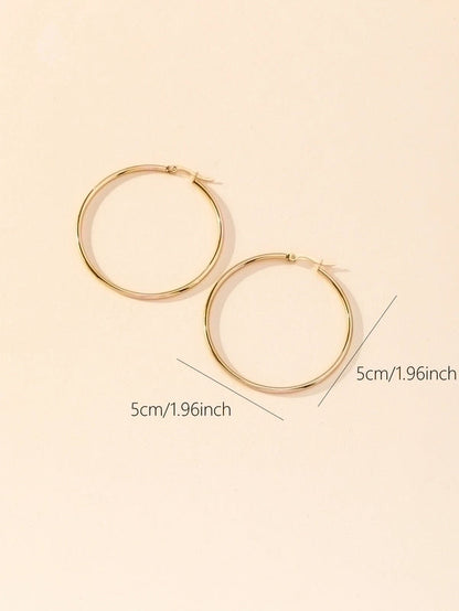 1 Pair Y2k Lady Artistic Solid Color Stainless Steel Hoop Earrings