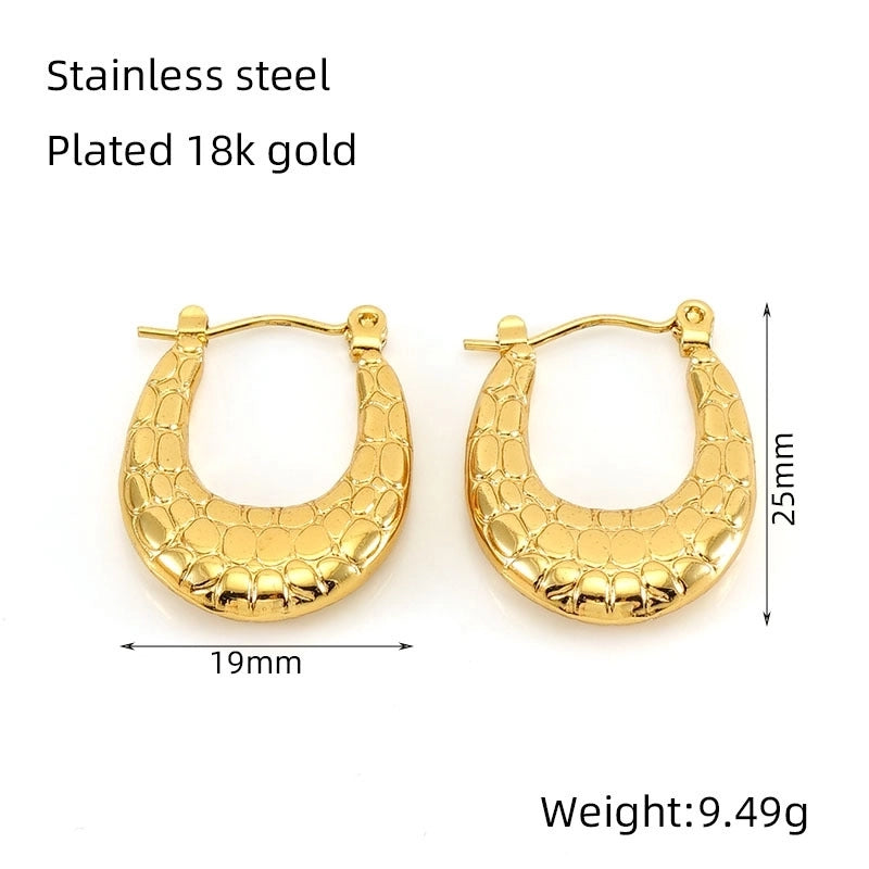 1 Pair Minimalist U Shape 304 Stainless Steel 18K Gold Plated Hoop Earrings