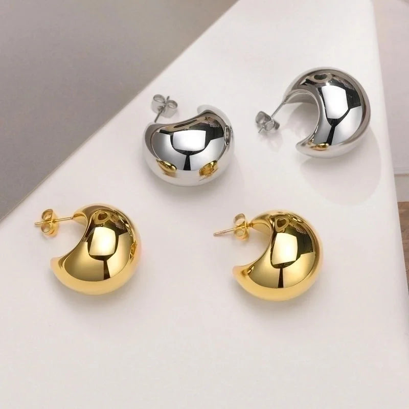 1 Pair Minimalist Solid Color Plating 201 Stainless Steel 18K Gold Plated Stainless Steel Earrings