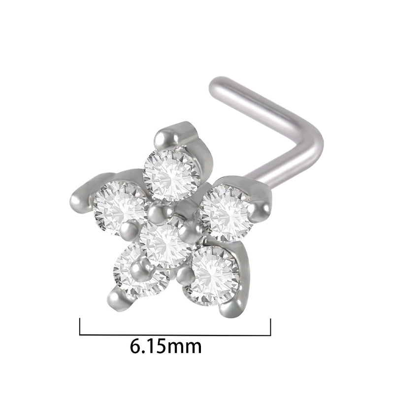 2 Pieces Nose Rings & Studs Streetwear Moon Heart Shape Butterfly 304 Stainless Steel Copper Zircon Inlay Zircon