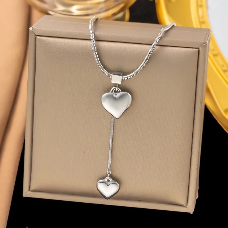 Sweet Geometric Heart Shape Titanium Steel Pendant Necklace