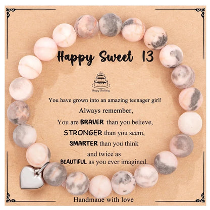 New Natural Stone Beaded Bracelet Birthday Christmas Gift Emperor Stone Powder Zebra Bracelet