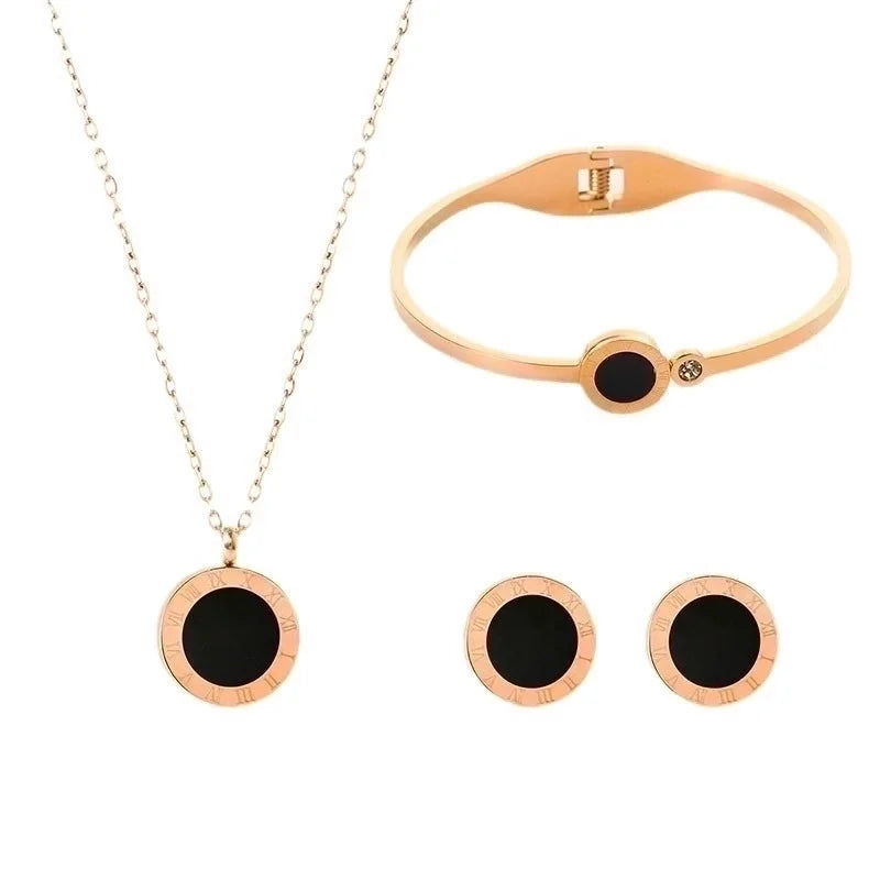 Vintage Style Minimalist Roman Numeral 304 Stainless Steel Acrylic Rhinestones 18K Gold Plated Plating Inlay Bracelets Earrings Necklace