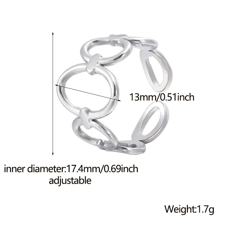 Fashion Oval Solid Color Stainless Steel Hollow Out Open Ring