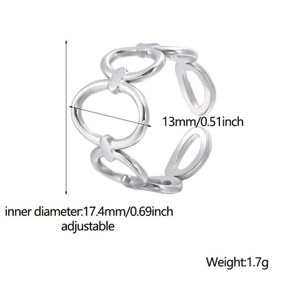Fashion Oval Solid Color Stainless Steel Hollow Out Open Ring