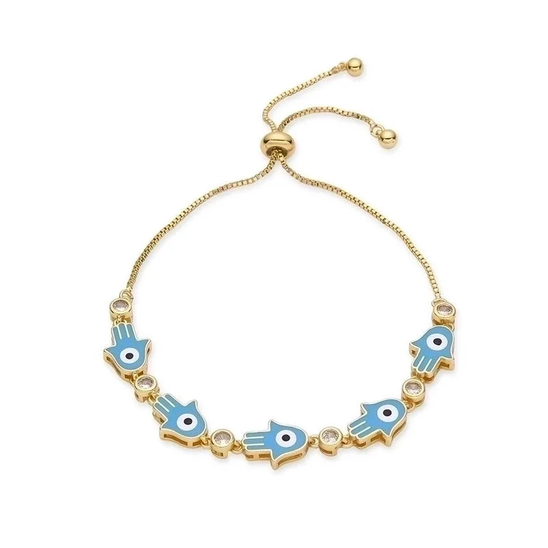 1 Piece Ethnic Style Hand Copper Enamel Inlay Zircon Bracelets