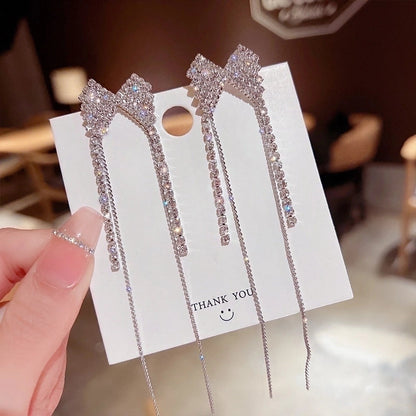 Fashion Flower Butterfly Bow Knot Copper Inlay Artificial Pearls Zircon Drop Earrings 1 Pair