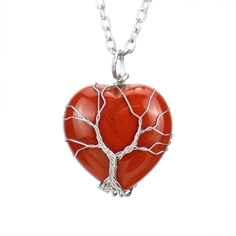 Minimalist Heart Shape Natural Stone Ferroalloy Knitting Pendant Necklace