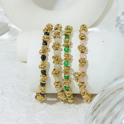 Sweet Round 304 Stainless Steel 14K Gold Plated Bracelets In Bulk