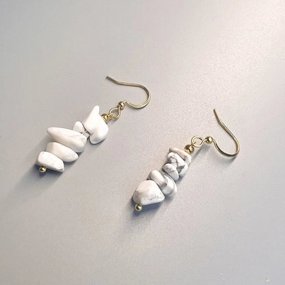 1 Pair Bohemian Irregular Geometric Stainless Steel Natural Stone Drop Earrings