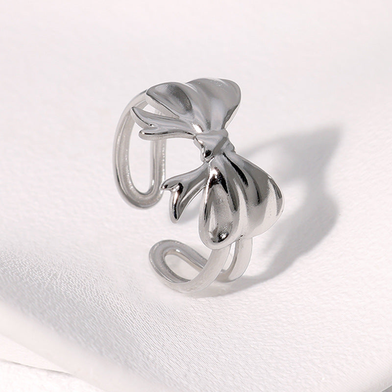 Open Ring Minimalist Bowknot Bowknot Stainless Steel Electroplating Rings