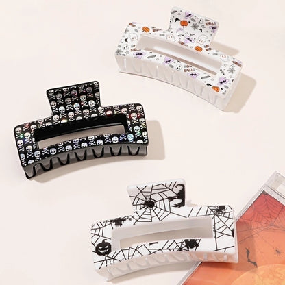 Halloween Hip-Hop Retro Funny Women's Printing Pumpkin Skull Plastic Hair Claws