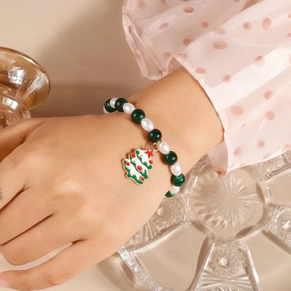 Cute Minimalist Santa Claus Artificial Pearl Beaded Bracelets Christmas