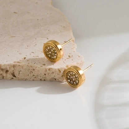 1 Pair Minimalist Classic Style Geometric Star Flower Plating Inlay Stainless Steel Zircon 18k Gold Plated Ear Studs