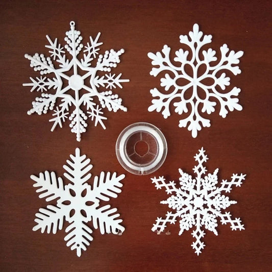 4 Plastic White Christmas Snowflake Film Festival Site Christmas Decoration Props Snowflake Hanging 10cm
