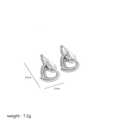 1 Pair Vintage Style Heart Shape Plating Stainless Steel 18K Gold Plated Hoop Earrings