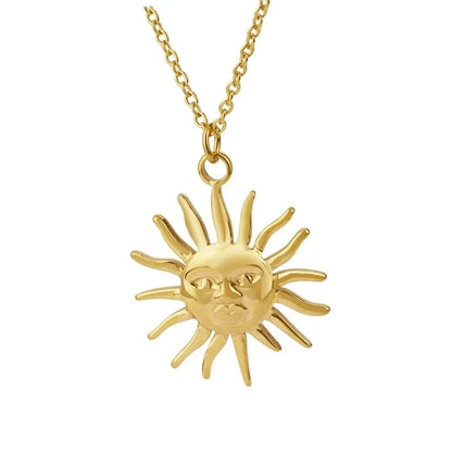 Minimalist Classic Style Sun Moon 304 Stainless Steel 18K Gold Plated Plating Pendant Necklace