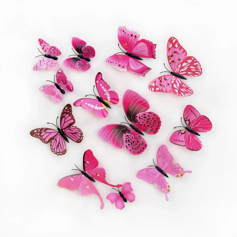 3d Realistic Butterfly Wall Stickers Fridge Magnets Home Mall Background Decorations Pvc Wall Decals Artistic Crafts