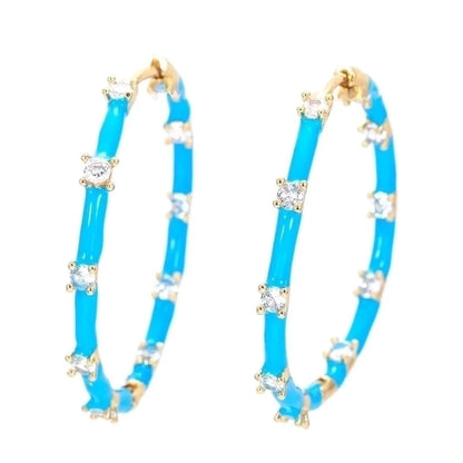 Exaggerated Geometric Copper Plating Zircon Hoop Earrings 1 Pair