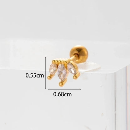 Ear Cartilage Rings & Studs Flower 316L Stainless Steel Copper Inlaid Zircon