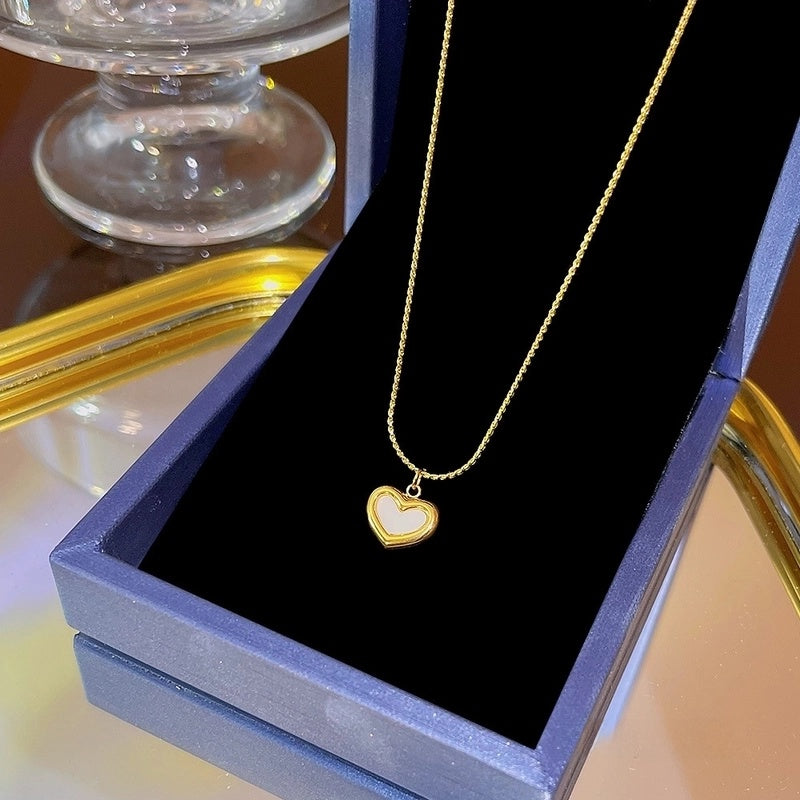 Elegant Classic Style Geometric Moon Bow Knot Titanium Steel Zircon Pendant Necklace