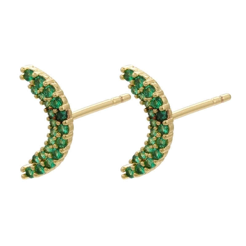 Cute Geometric Moon Flower Copper Artificial Gemstones Copper Earrings