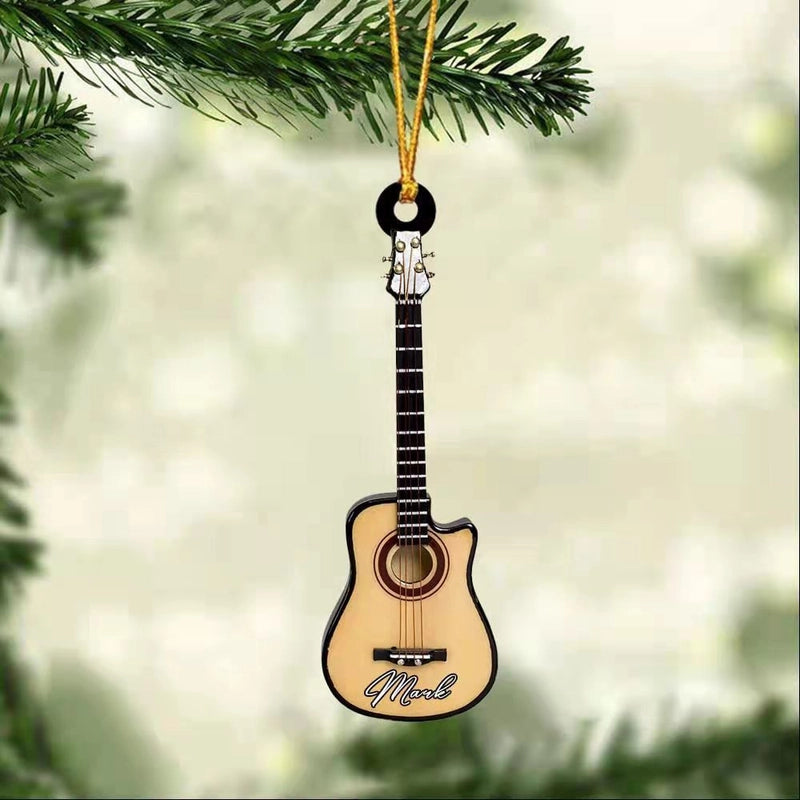 Cross-border Creative Personalized Pendant Christmas Decoration Guitar Lovers Acrylic Flat Car Rearview Mirror Pendant Ornaments