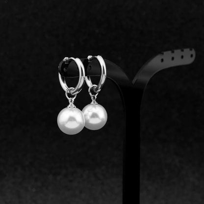 1 Pair Minimalist Pearl Polishing Stainless Steel Drop Earrings