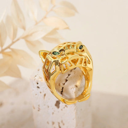 Sweet Round Copper Plating Inlay Rhinestones 18k Gold Plated Open Rings