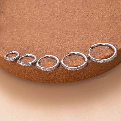 1 Piece Ear Cartilage Rings & Studs Minimalist Classic Style Shiny Round 316L Stainless Steel Plating Inlay Zircon
