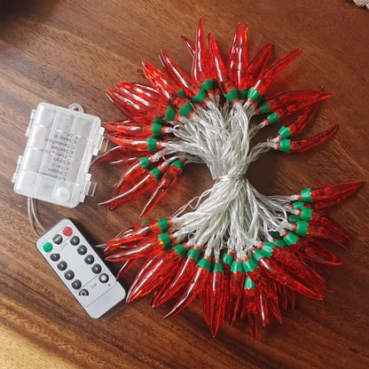 LED Red Pepper Colored Lights String Lights Flashing Lights New Year Christmas Holiday Decorative Atmosphere Lights New Year Home Layout Lighting