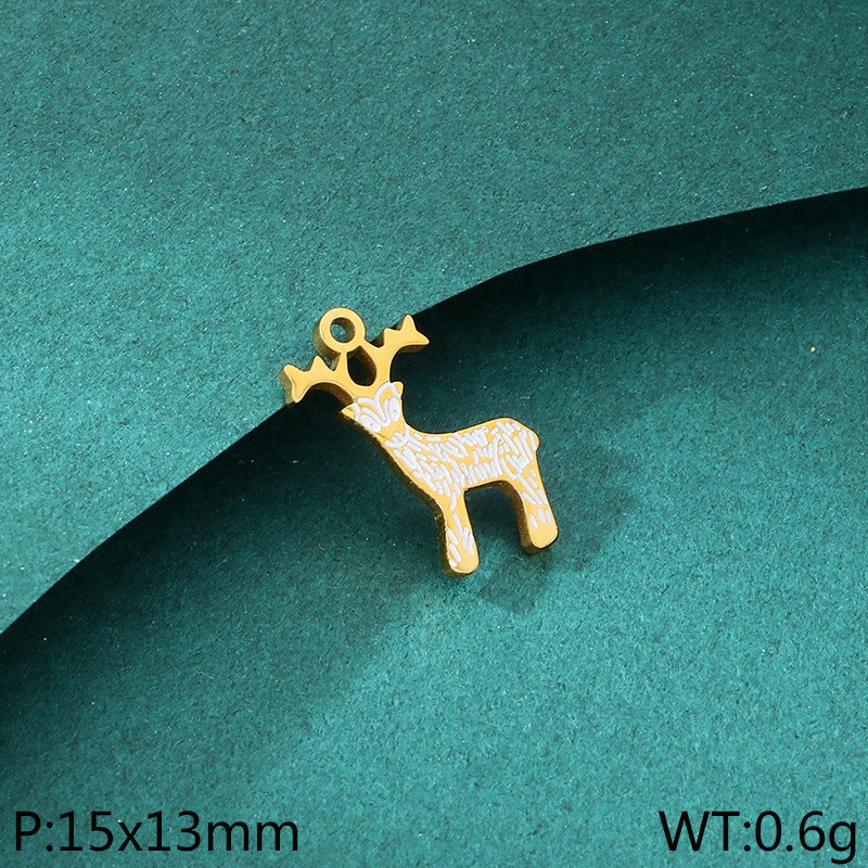 Christmas Elements Series Diy Accessories Stainless Steel Elk Santa Claus Snowflake Gloves Pendant