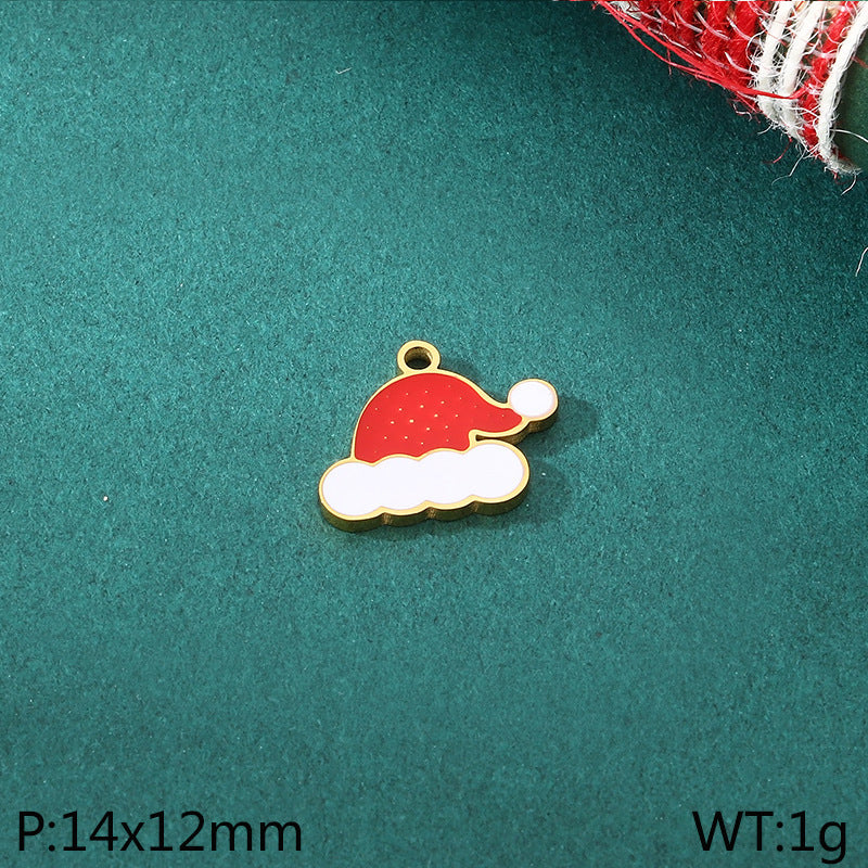 Christmas Elements Series Diy Accessories Stainless Steel Elk Santa Claus Snowflake Gloves Pendant