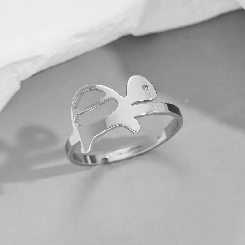 Funny Sweet Pastoral Star Bat Butterfly 201 Stainless Steel 18K Gold Plated Polishing Open Rings