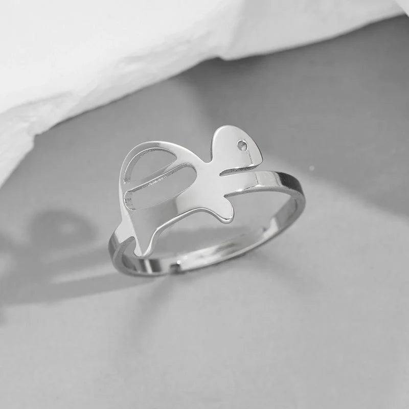 Funny Sweet Pastoral Star Bat Butterfly 201 Stainless Steel 18K Gold Plated Polishing Open Rings