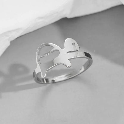 Funny Sweet Pastoral Star Bat Butterfly 201 Stainless Steel 18K Gold Plated Polishing Open Rings