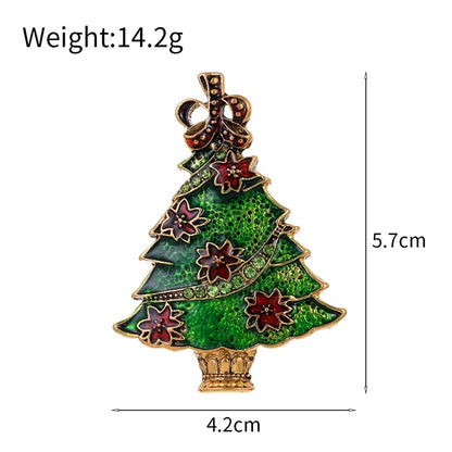 Cute Pin Christmas Tree Wreath Zinc Alloy Enamel Plating Inlay Rhinestones Unisex Brooches